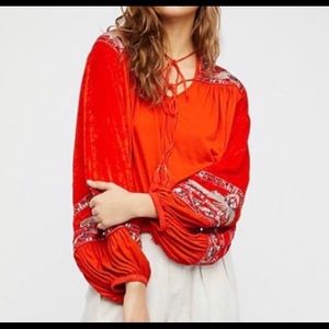 Free People Hearts Aflame Red/Orange Top